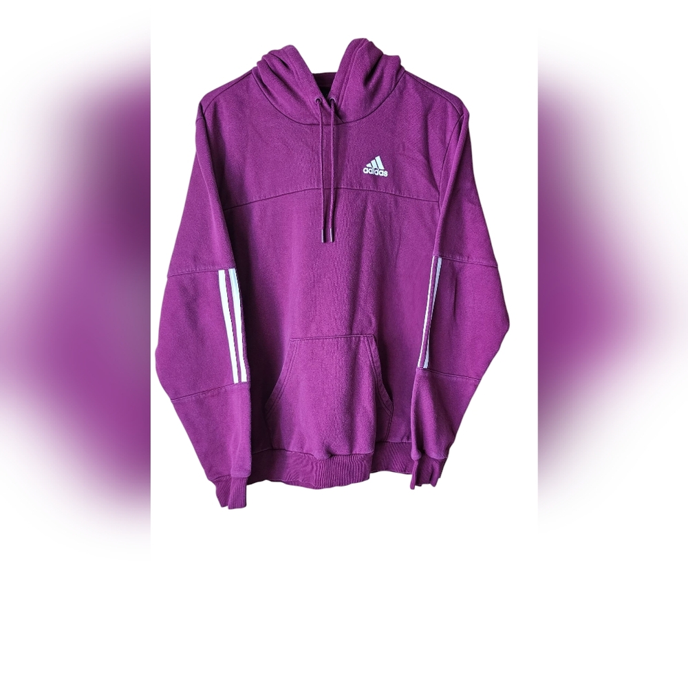 Adidas Women's Vibrant Purple Hoodie with White Accents Size S